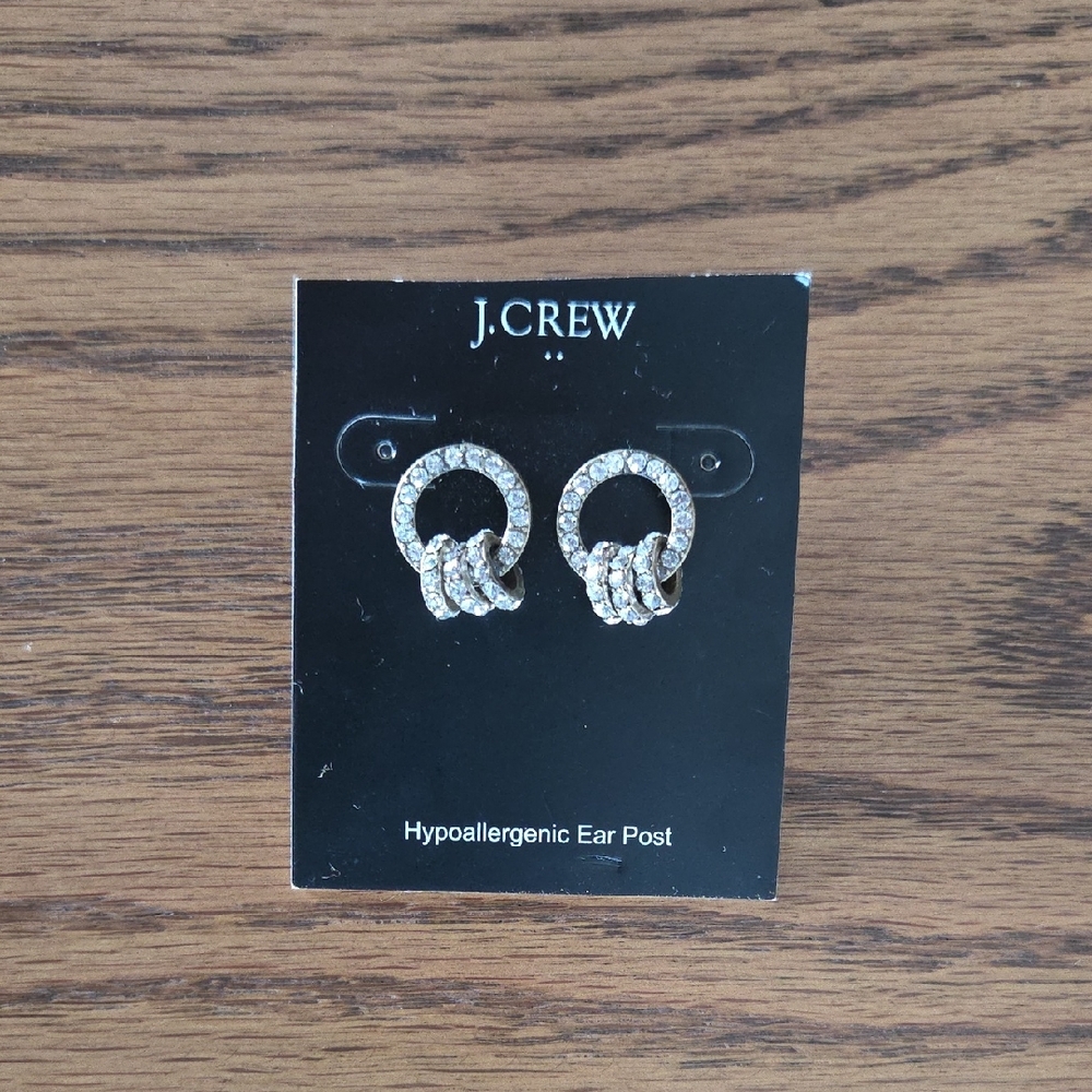 J. Crew Crystal Embellished Silver Earrings
